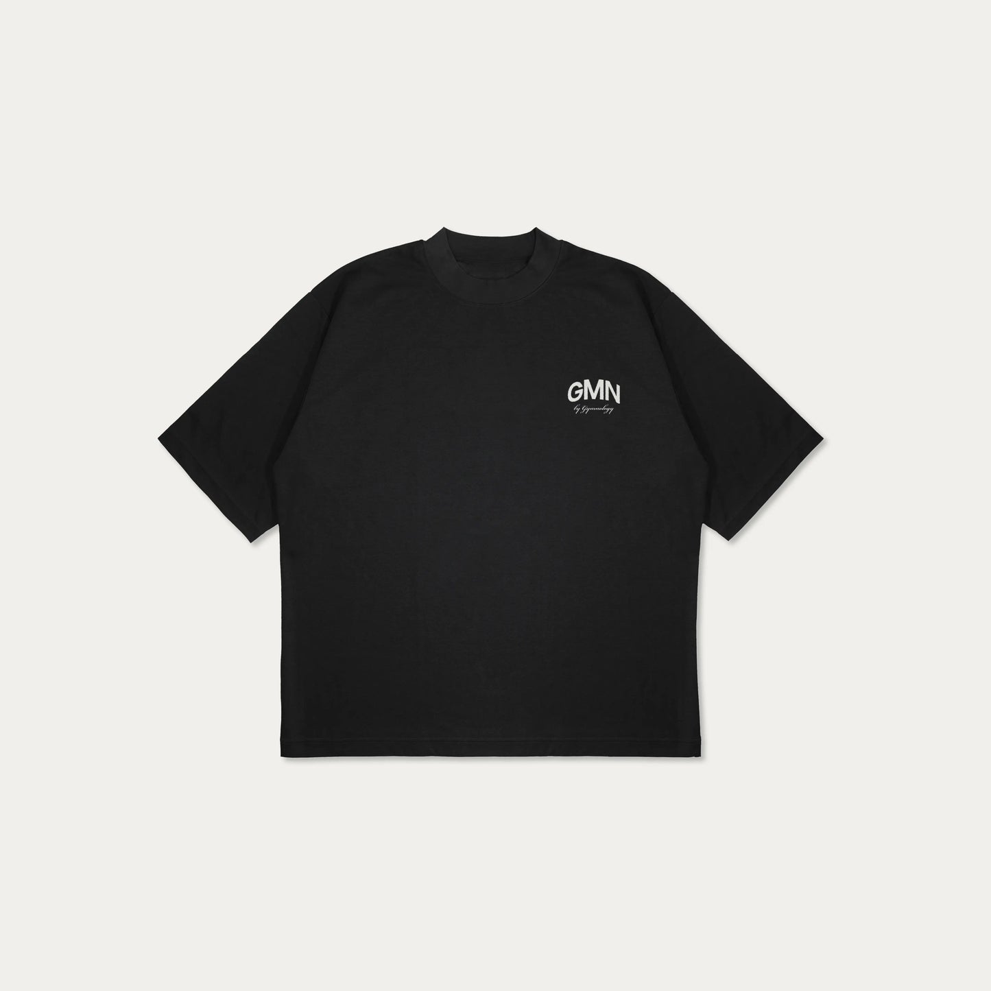 Short sleeve heavyweight jersey t-shirt in black. Slightly oversized fit with a ribbed crewneck collar. GMN graphic branding to the rear and chest.  Oversized Fit Screen Printed Short sleeves Composition: 100% Organic Cotton 240GSM Made in Portugal.