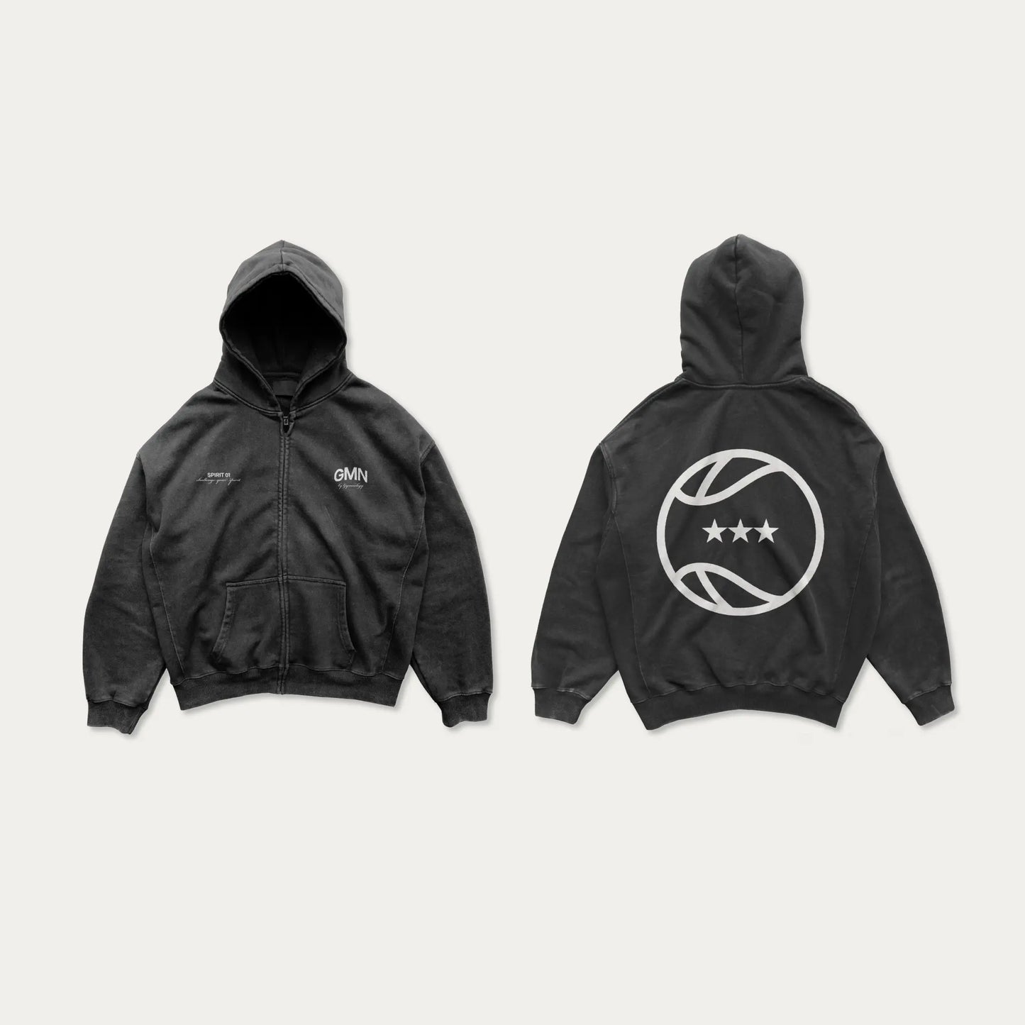 GMN Zip Hoodie Vintage Black