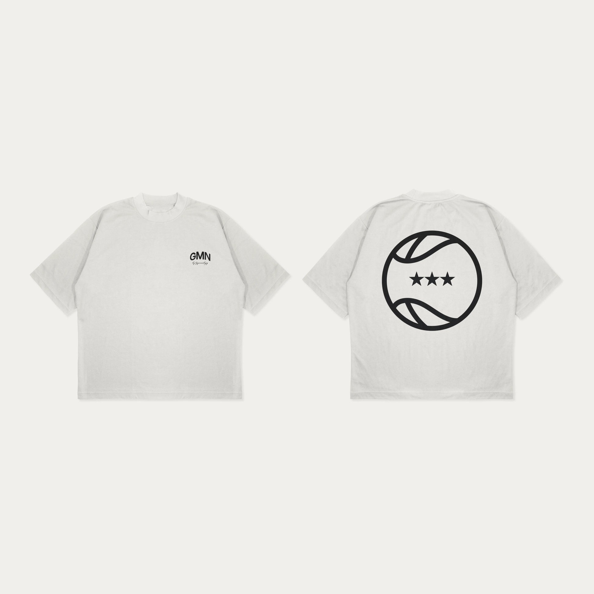 Short sleeve heavyweight jersey t-shirt in White. Slightly oversized fit with a ribbed crewneck collar. GMN graphic branding to the rear and chest.  Oversized Fit Screen Printed Short sleeves Composition: 100% Organic Cotton 240GSM Made in Portugal